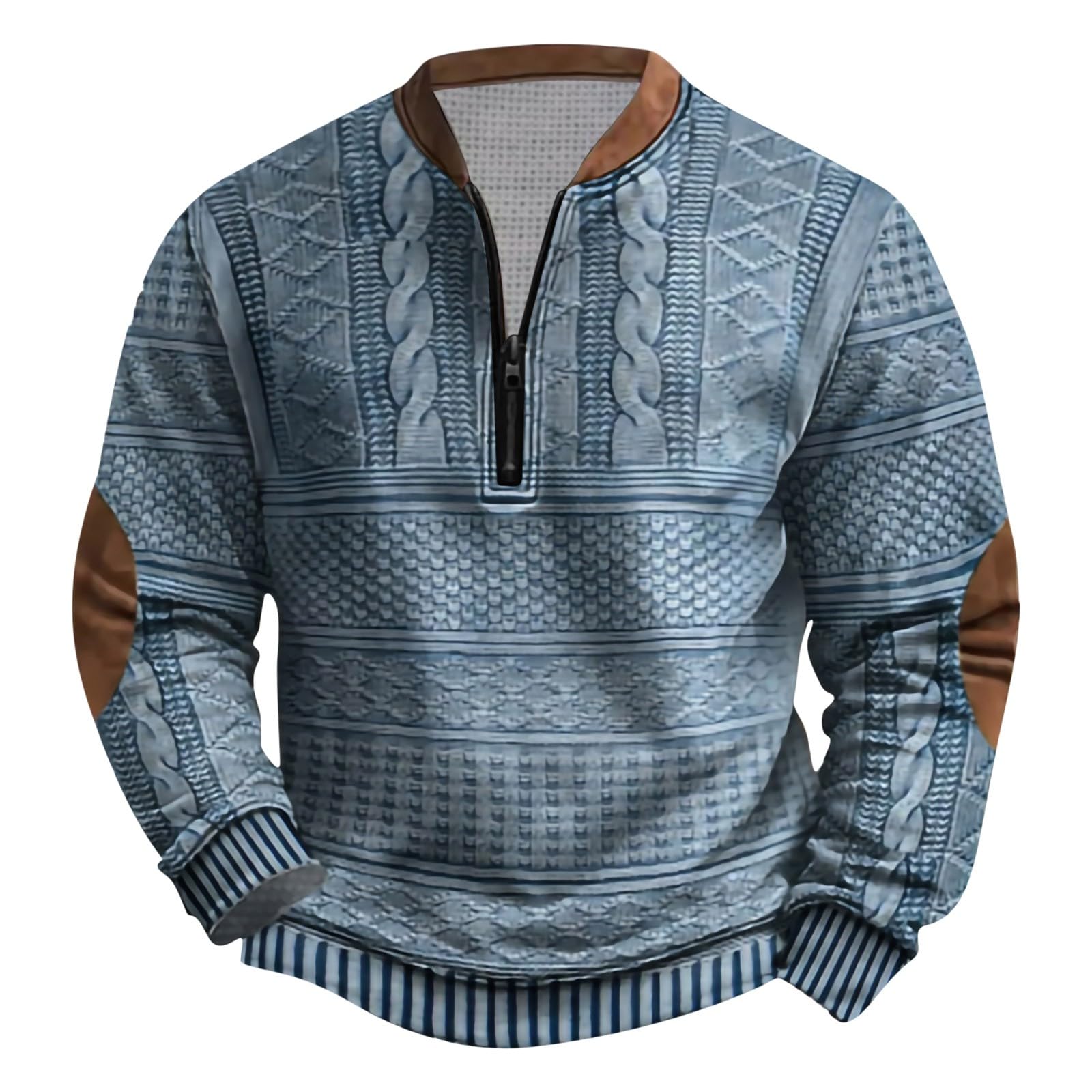 2025 Sudaderas Hombres,Sudadera Hombre Sin Capucha Casual Cuello V Media Cremallera Pullover Hombre con Moda Estampado Informal Deportivos Sweatshirt Outwear Sueltos Deportivos Jogging Sudadera