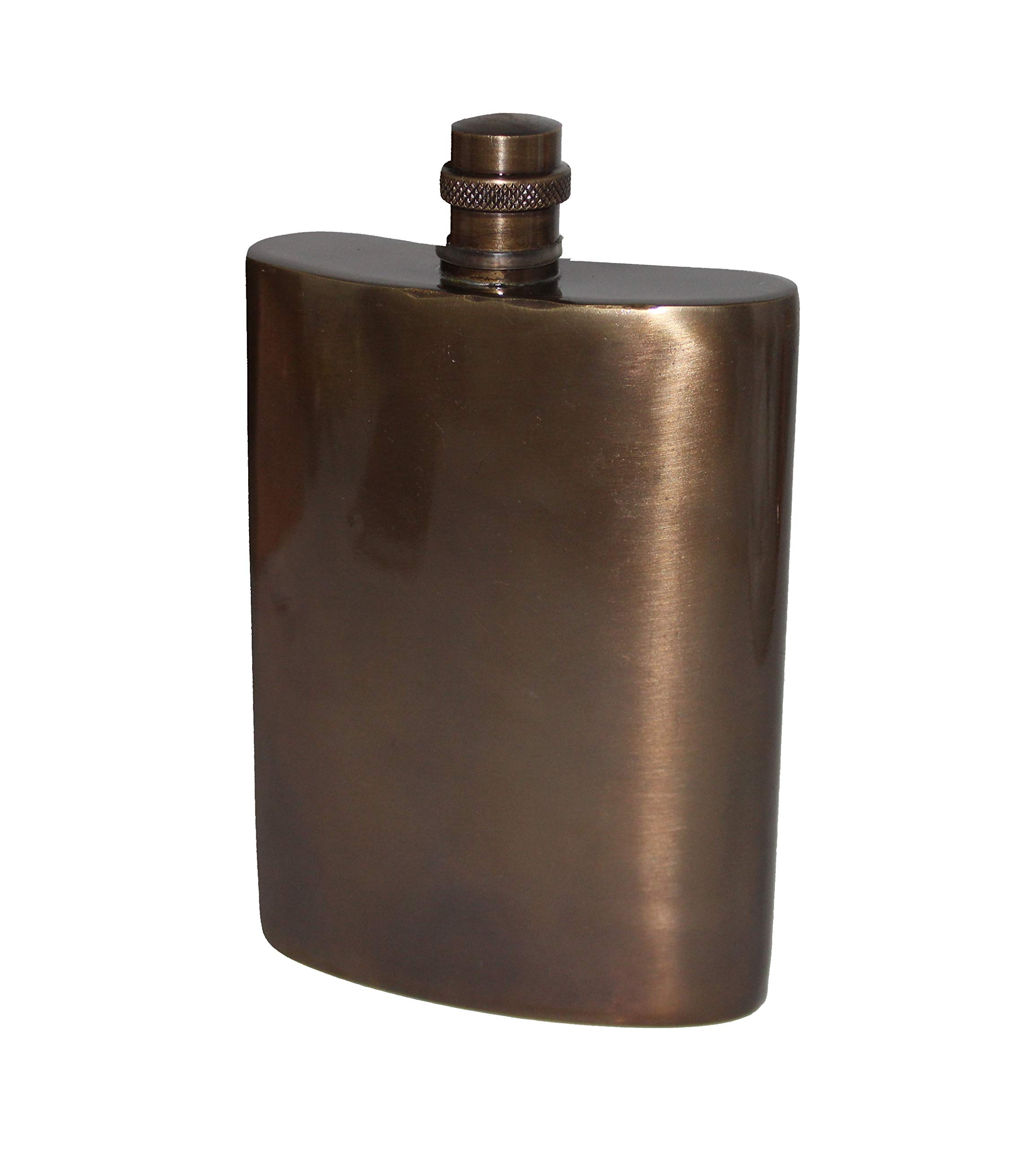 Buddha4all Antique Finish Solid Brass/Copper Hip Flask Holds 10 Ounce Flask for Liquor High Polish Discreet Flask Leak-Free Great Gift Idea Flask (Brass)
