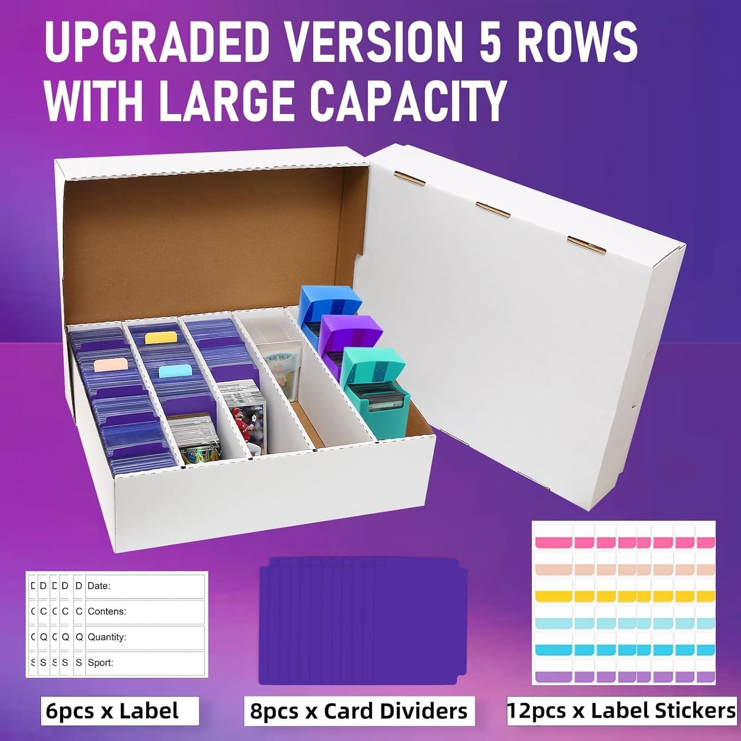Caja de almacenamiento de tarjetas para cargadores superiores para tarjetas de 3 x 4 pulgadas, fundas coleccionables para tarjetas de intercambio, caja de almacenamiento de tarjetas para tarjetas de