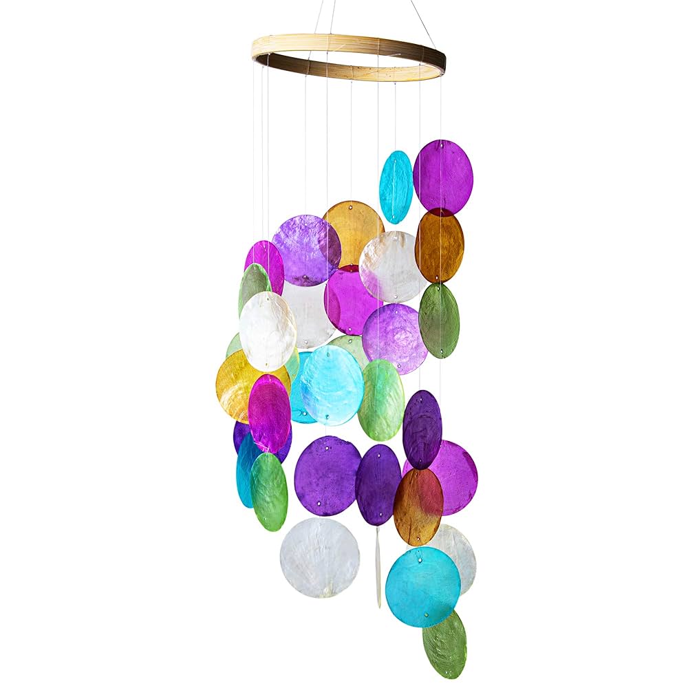 Amazon.com: Rainbow Capiz Seashell Wind Chimes Outdoor
