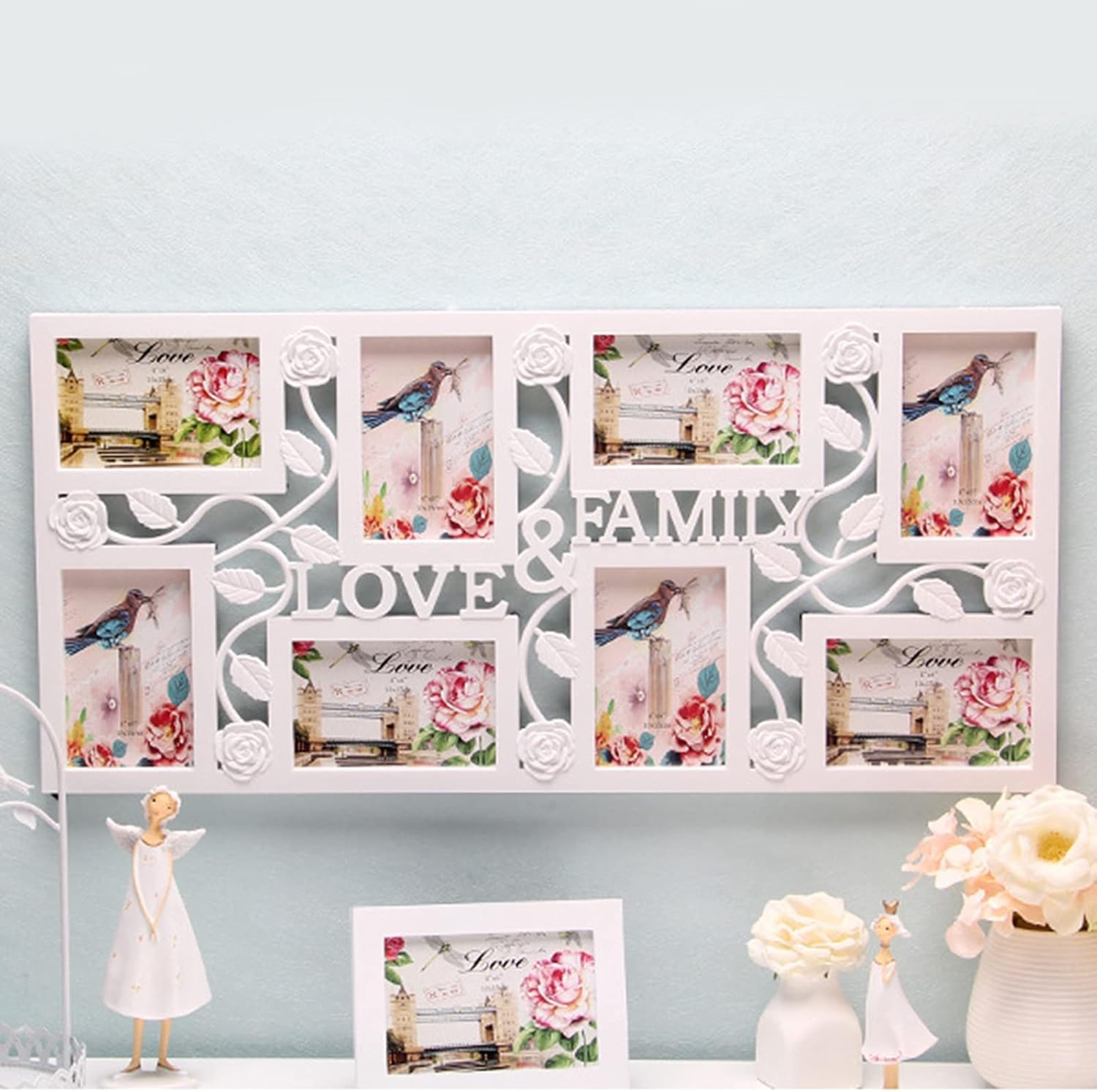 M.J COMFY-LIFE Collage Picture Frame Set for 4x6 Photos, Wall-Mounted Photo Frames, Multi-Opening Wall Decor, Easy Assembly (White)