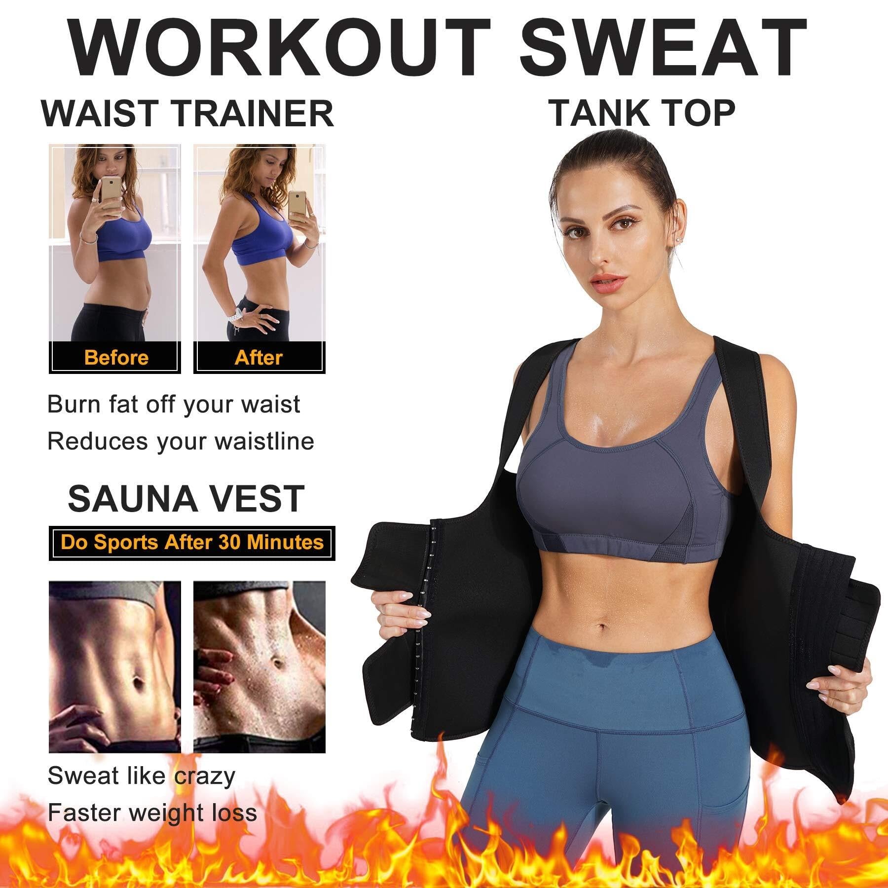 LYGXWJFC Podparcie pleców Damska kamizelka do sauny Utrata masy ciała Top fitness Talia Koszulka treningowa Pas podtrzymujący ciało (XL)