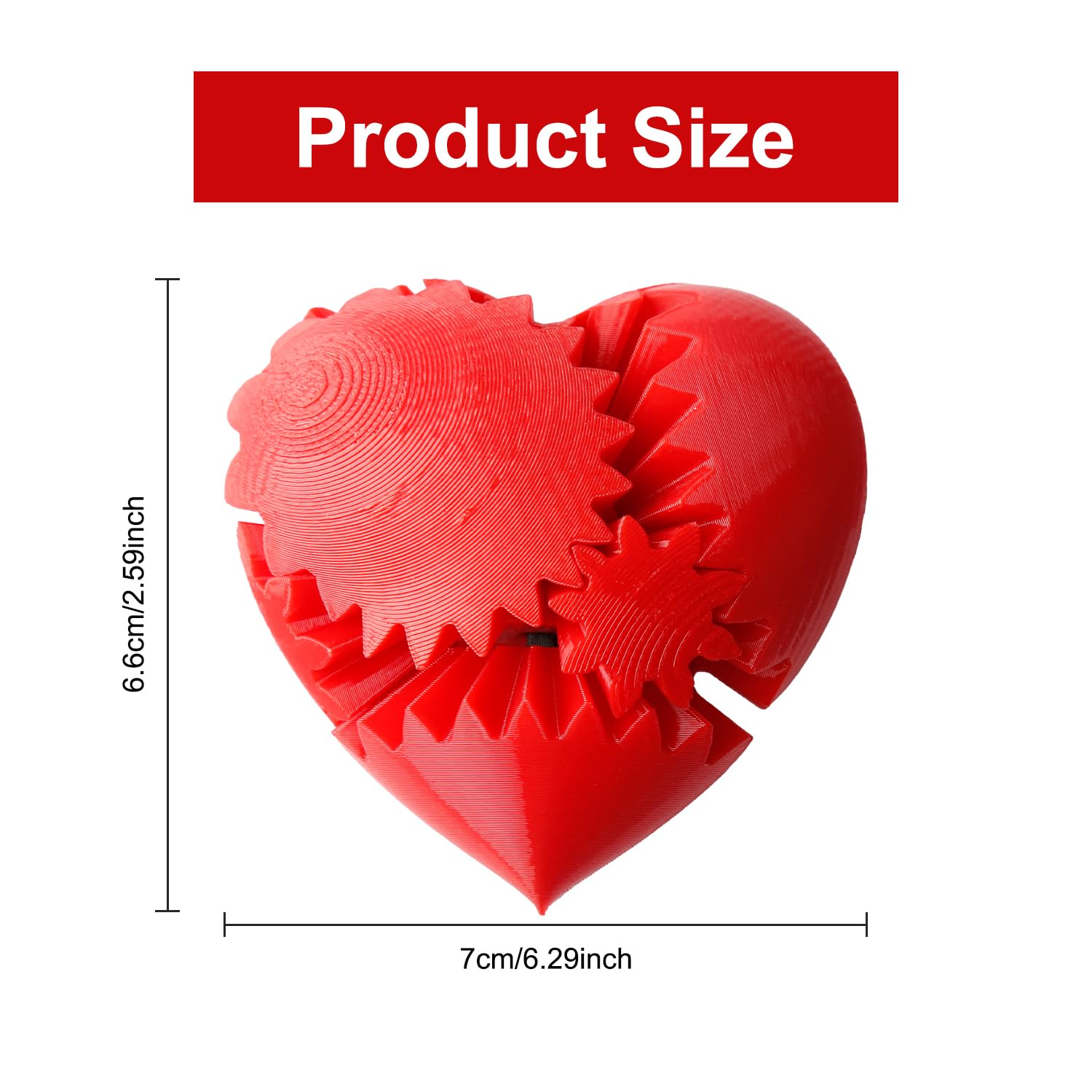 Hopzab 3D Printed Heart-Shaped Fidget Toy, Steampunk Heart Sphere, Helix Screw Design for Stress & Anxiety Relief - Image 2