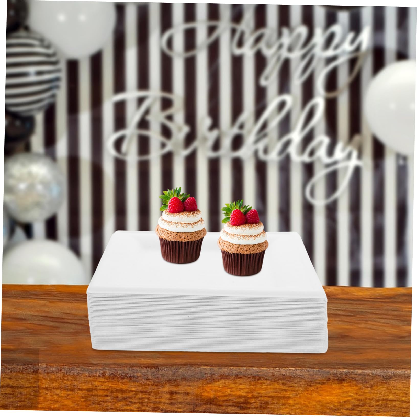 POPETPOP Assiettes en Carton Jetables Épaisses 50 Pcs, Blanches, 8 Pouces | Forme Moderne, Usage Micro-ondes, Lot Pratique pour Fêtes et Baby Shower