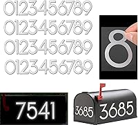 Vista 6 de Números reflectantes de buzón blancos, 5 juegos de calcomanías de números de buzón para exteriores, vinilo impermeable, números de dirección