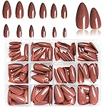LoveOurHome 240pc Almond Press on Nails Medium Stiletto Colored Fake Fingernails Full Cover False Artificial Nail Tips Manicure Decor with Tabs for Women Girls