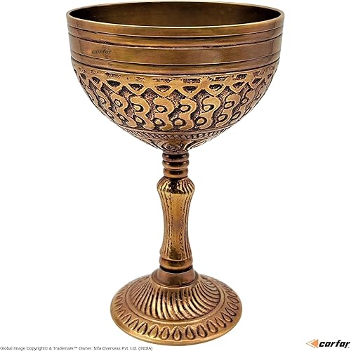Miniatura 5 de Copa de vino real de latón macizo, copa de vino real, hecha a mano, decoración medieval, cáliz gótico, paquete de 1 unidad (marrón antiguo)