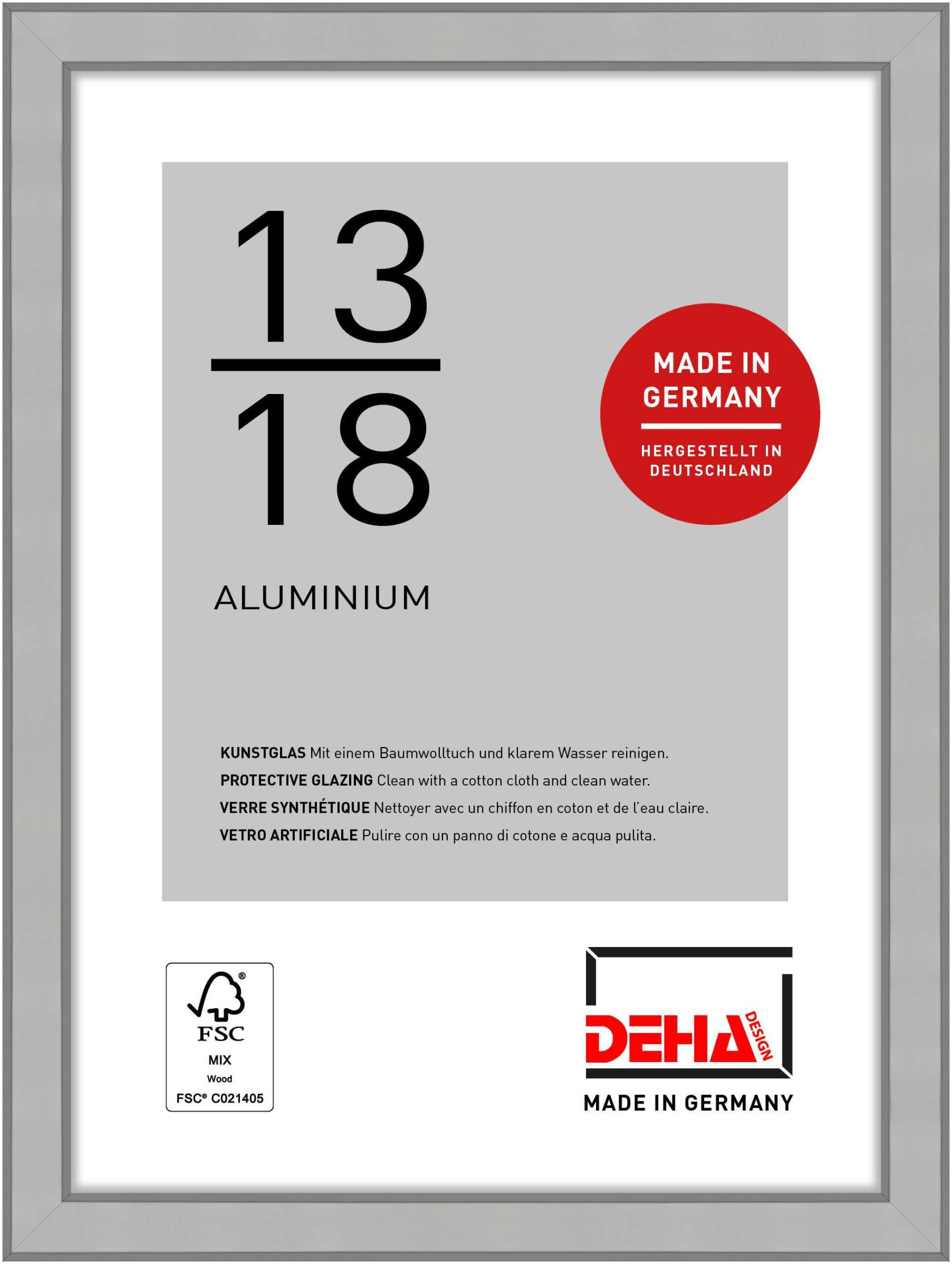Deha Design Frosted Silver Boston Aluminium Picture Frame - 13X18 cm (5X7 in) – - With Synthetic Glass And Push/Turn Clips