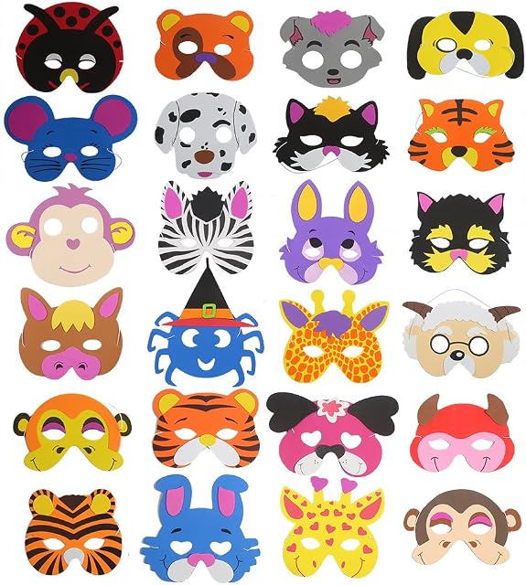 CCINEE 24 Kids Foam Animal Masks for Party Bag Fillers, 16 Assorted.