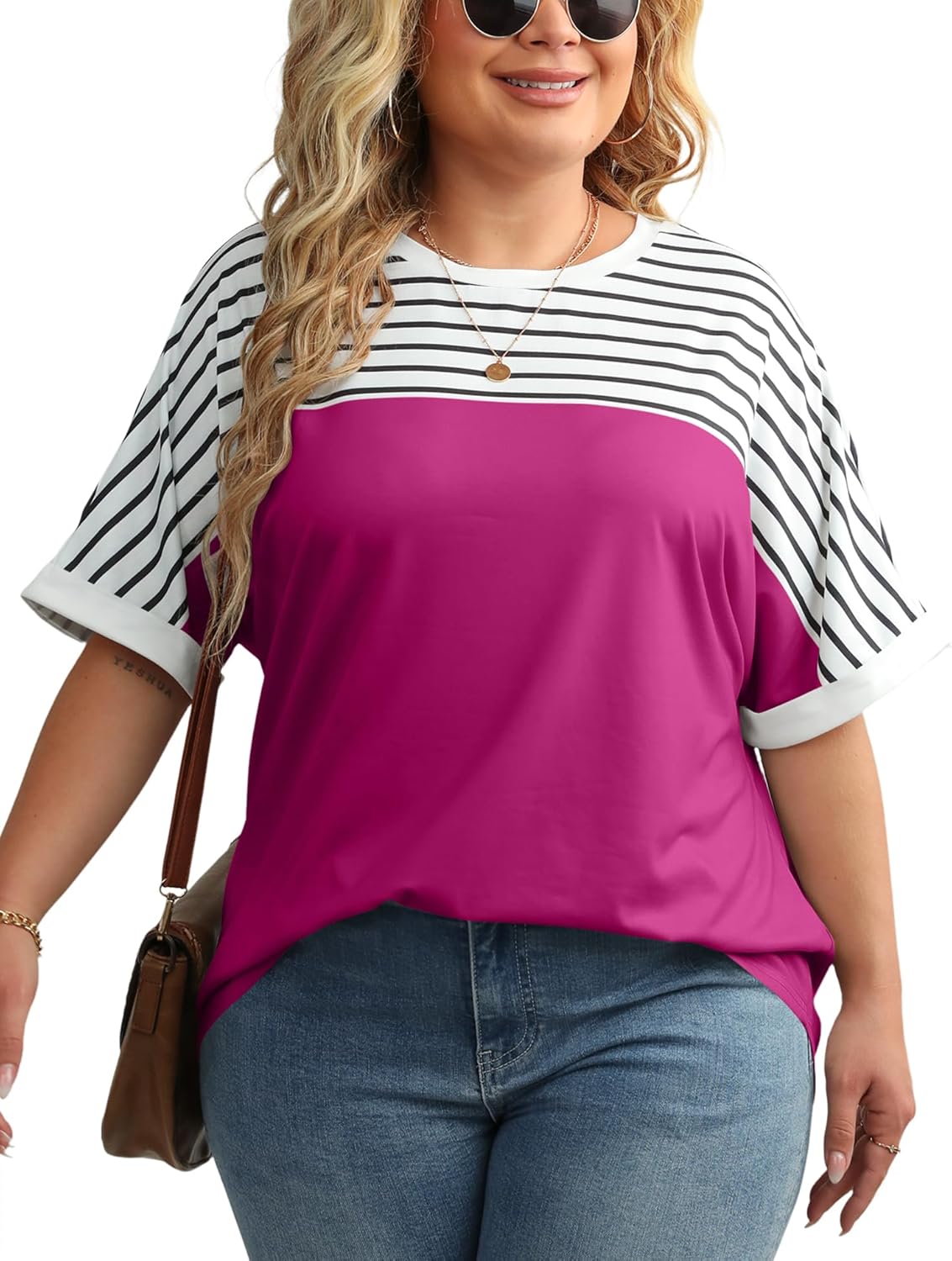 LUYAA Womens Plus Size Tops Short Sleeve Summer T-Shirts Crewneck Loose Casual Tunic Blouse L - 5XL - Image 5