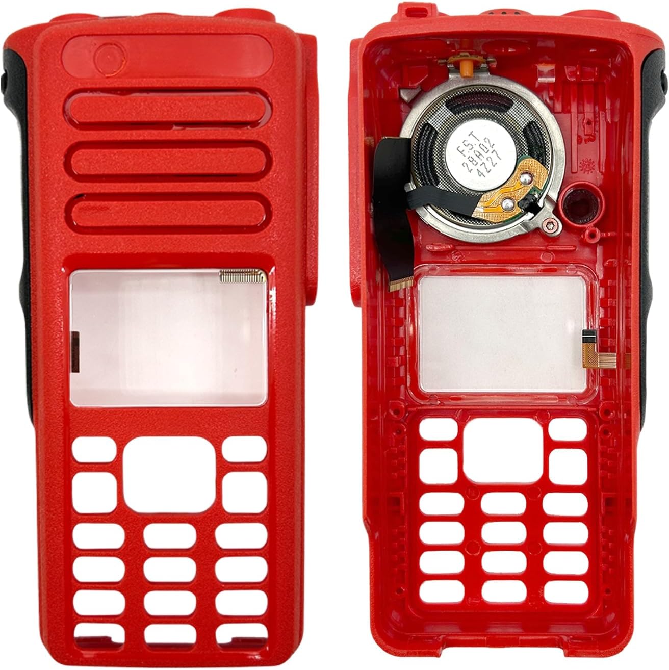 Front Housing Replacement with Speaker for XPR7550e XPR7500e XPR7580e DP4800e DP4801e DGP8550e, Full Keypad Radio Case Repair Kit with Knobs & Dust Cover (High Visibility Red)