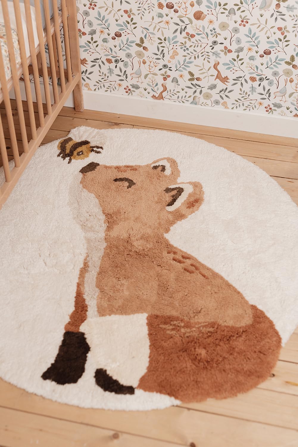 Little Dutch Teppich Kinderzimmer Kinderteppich Fuchs - Forest Friends beige (110x110 cm)