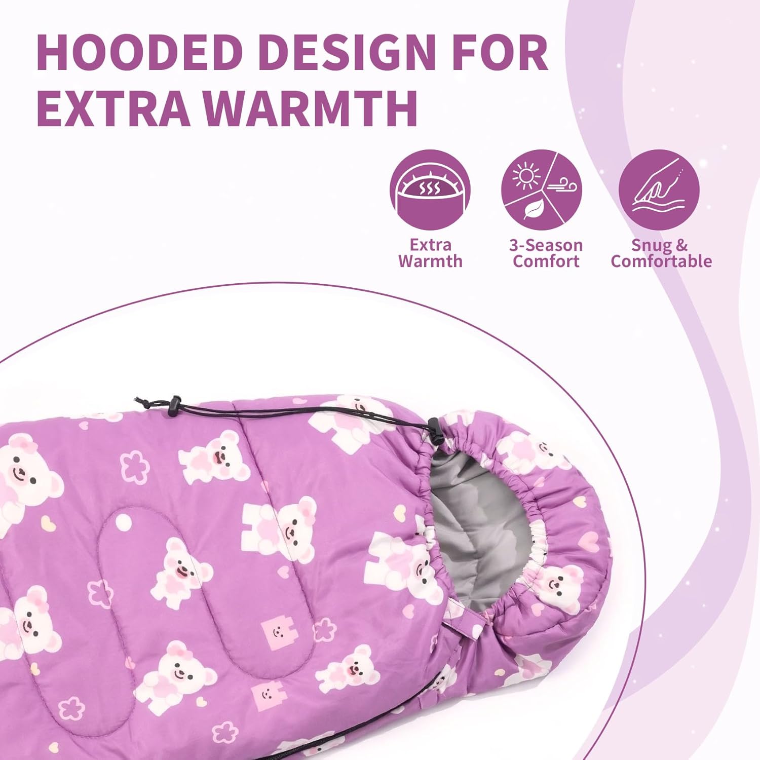 Kids Sleeping Bag - Lightweight Sleeping Bag for Camping, Compact Backpacking Sleeping Bags for Boys and Girls with Portable Carry Bag - Travel, Backpacking, Hiking, Indoor and Outdoor Use