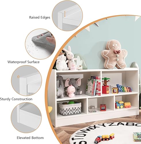 Miniatura 7 de GLACER Organizador de almacenamiento de juguetes para niños, armario de almacenamiento de 5 cubos para juguetes de niños, libros, estantería de