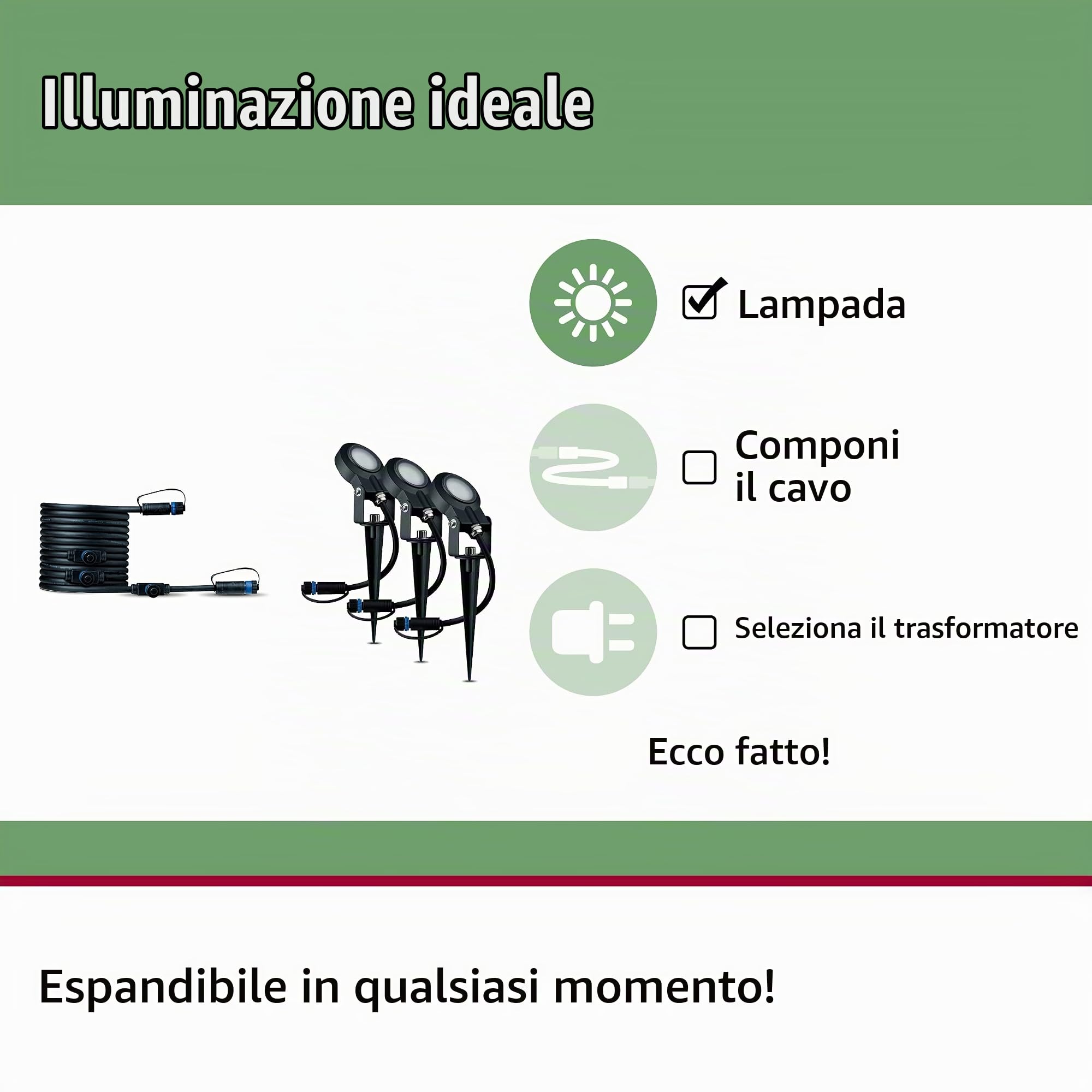 Paulmann 93689 Plug & Shine lampada per esterni LED Sting incl. 3 picchetti da giardino da 6 Watt dimmerabile antracite apparecchio da giardino alluminio ambiente esterno 3000 K