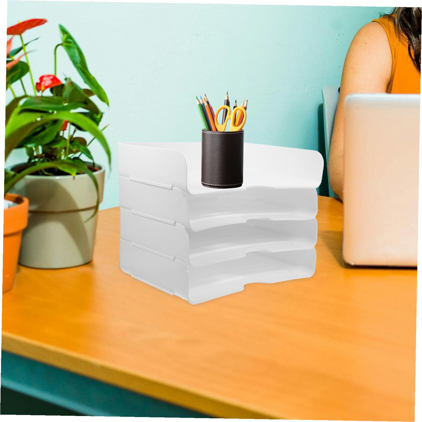 SUPVOX 4 Stück Stapelbare Briefablage Schreibtischorganizer aus Pp Platzsparende Papierablage für A4 Papiere Vielseitiger Büro Organizer für Effiziente Schreibtischordnung