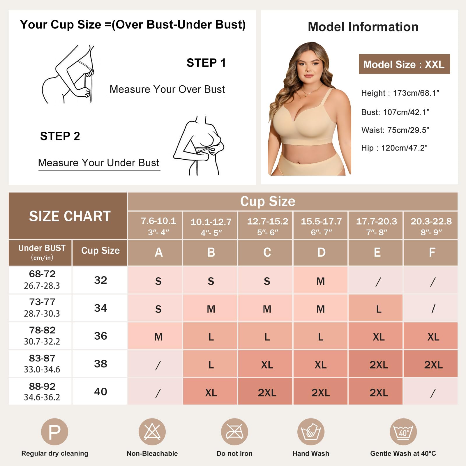 XJBTBA Biustonosze push-up dla kobiet Bez fiszbin Bez fiszbin Bez fiszbin Wsparcie Komfortowe biustonosze do spania dla pań Miękka koszulka Biustonosz bez fiszbin Regular i Plus Size