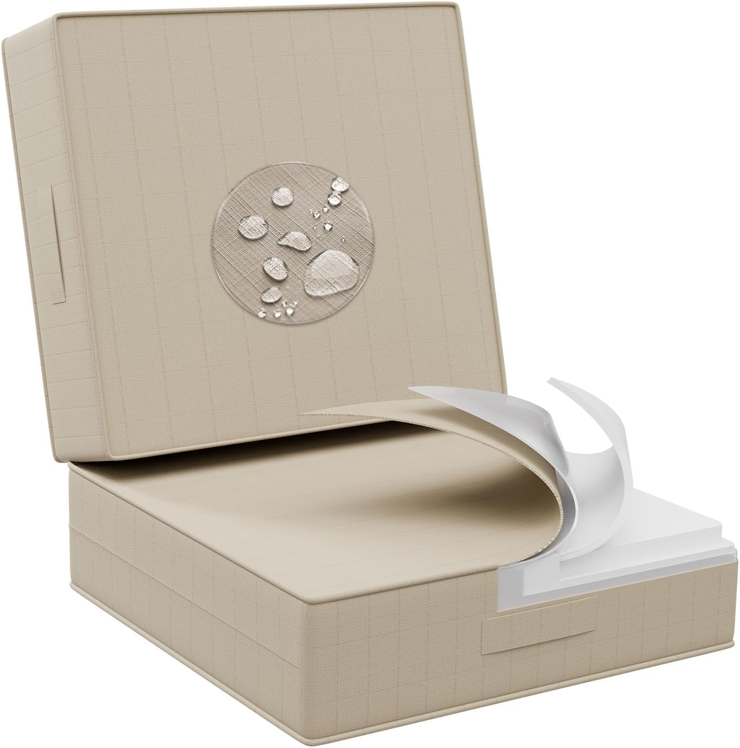 outdoor water-resistant olefin deep seat cushion set, 24 x 24 x 6 inch weather and fade resistant patio furniture chair cushion, thickened sofa seat pad with straps for garden, beige beige 1 set-24"x24"x6"