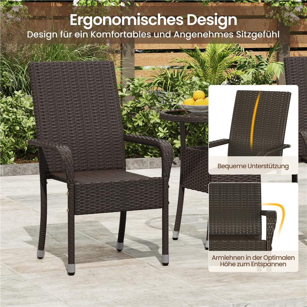Yaheetech 4er Set Polyrattan Gartenstühle Stapelbar – Bild 6