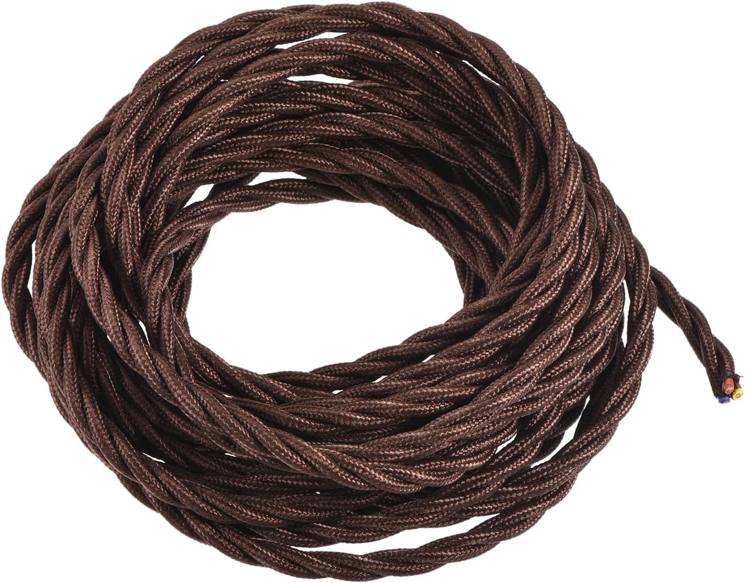 YOKIVE Twisted Cloth Covered Wire, 3 Core Wire with Vintage Style Electrical Wire Replacement, Great for Home, Bar, Party, Restaurant (Brown, 16.4-Feet)