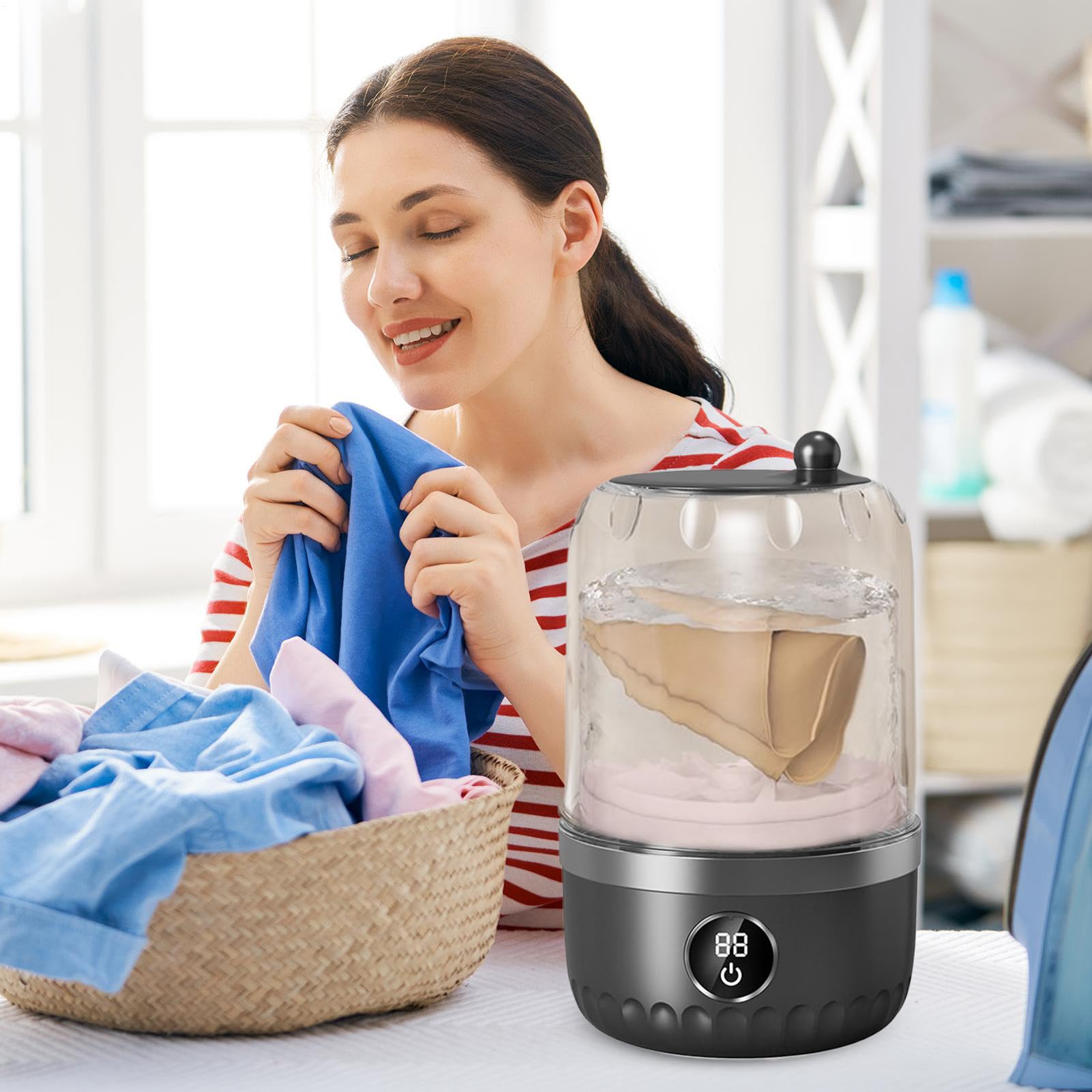 Mini Lavatrice Portatile 1L - Lavabiancheria Compatta Per Uso Domestico E Da Viaggio | Elettrodomestico Per Vestiti, Perfetta Per Hotel Campeggi Appartamenti Dormitori