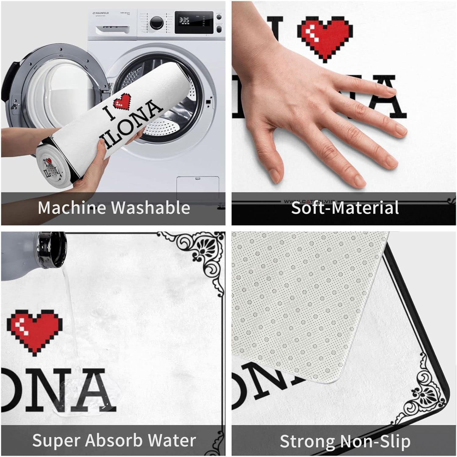 Outdoor Rug for Front Door I Love Ilona Doormat Entry Floor Mats Farmhouse Front Porch Decor (Color : Colour, Size : 65X90CM)