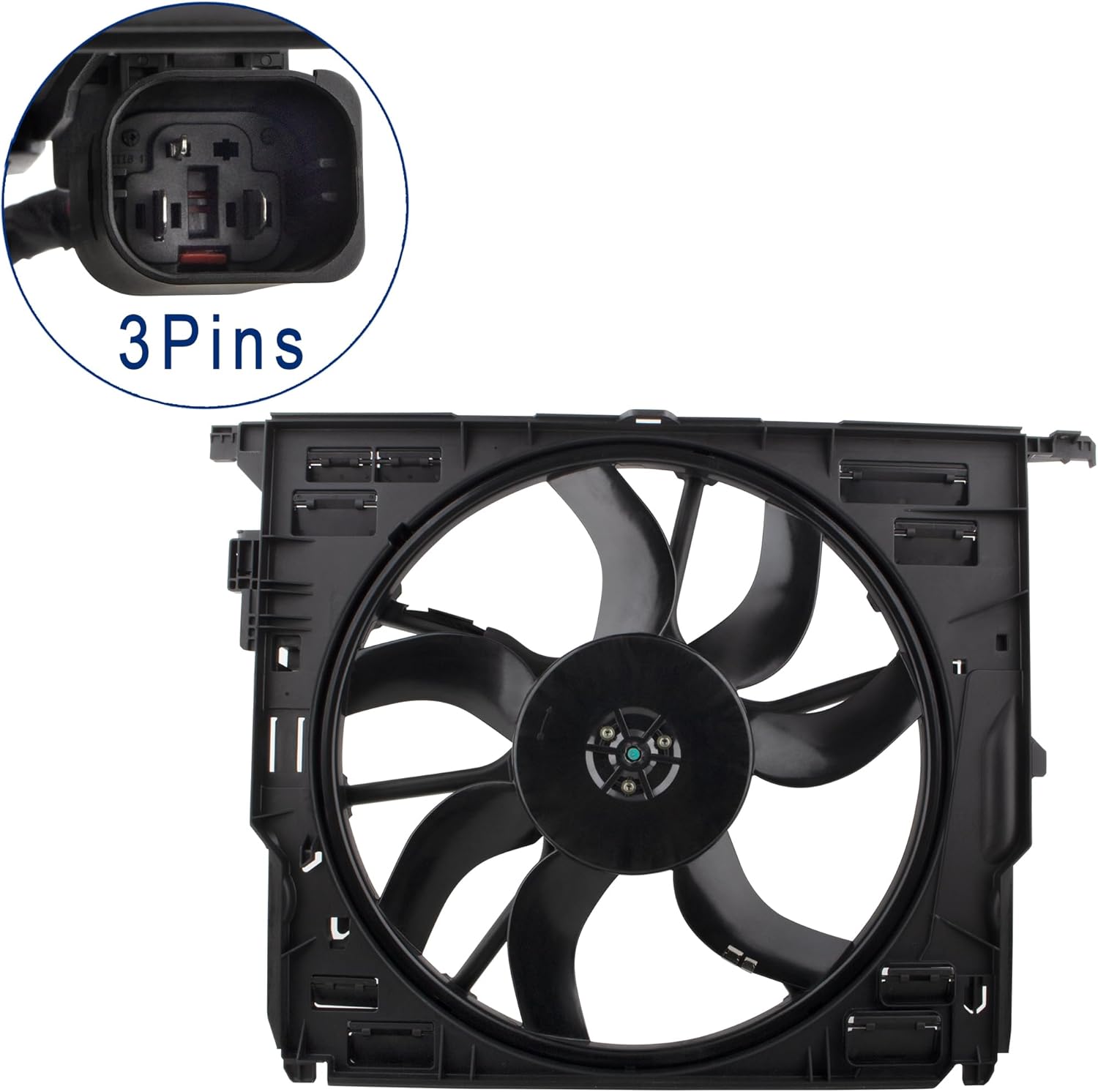 BOXI Radiator Cooling Fan Assembly Fit for BMW 528i 530i 535i xDrive 640i xDrive 740i 740Li xDrive F01 F02 F06 F10 F11 F12 2009-2015 3.0L l6 17428509741 17427599493 17427802943