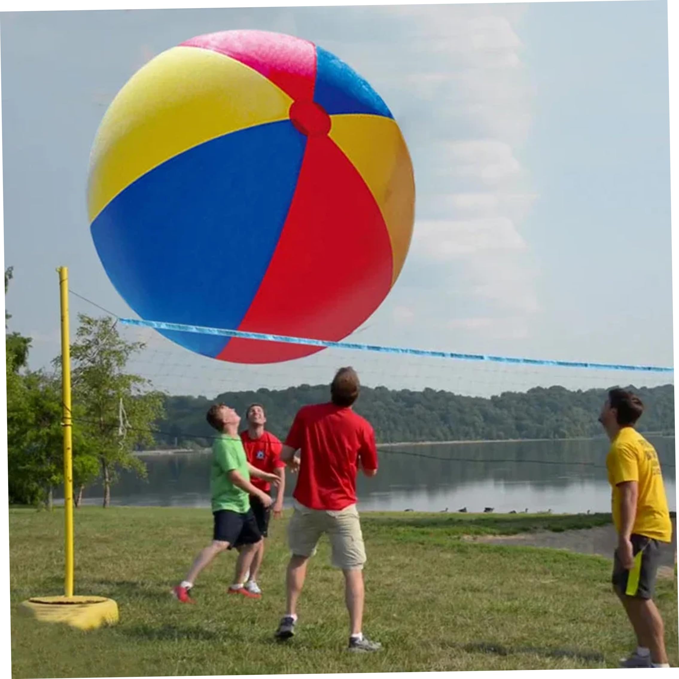 Pallone da spiaggia gonfiabile gigante da 59 pollici – Palline da gioco in PVC morbido per divertimento in famiglia all'aperto (Rosso/Giallo/Blu)