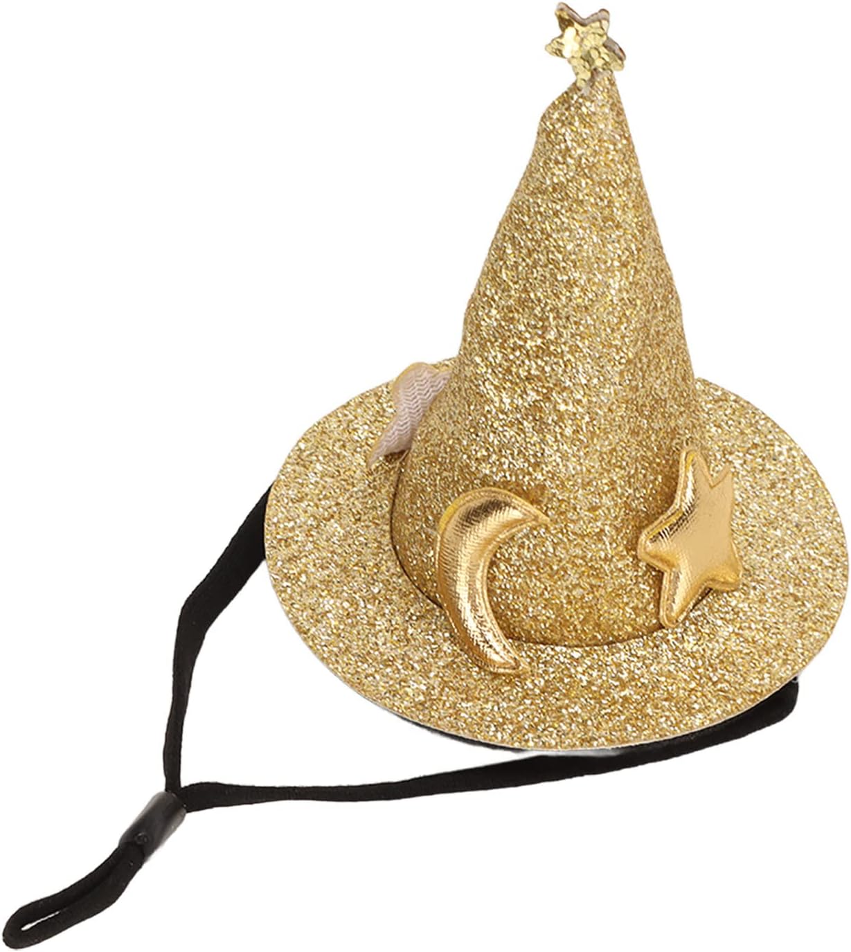 Dioche Adjustable Hamster Hat with Moon Star Pattern for Small Animals - Cozy Pet Top Hats for Hamsters, Turtles, Lizards, and Geckos (Gold)