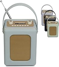 DAB Radio Portable 20hr Play | Retro DAB+ Radio with Bluetooth | Mains and Battery | Dual Alarms Clock | FM,60 Presets, Headphone Jack | Kitchen Radio | LEMEGA CR9 Blue