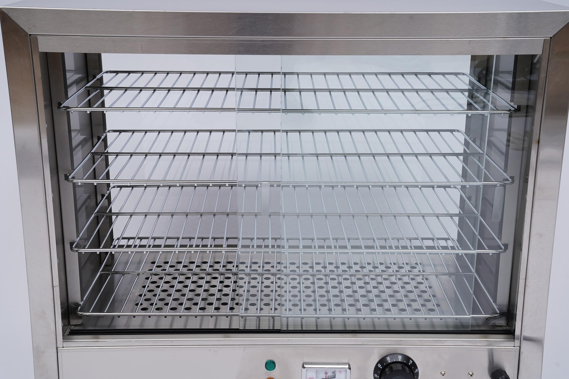Vetrina per alimenti a 4 piani, per conservare il calore, per snack e spuntini commerciali, illuminata, calda e commerciale, 800 W, 30 – 85 °C