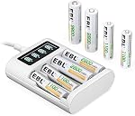 EBL Rechargeable AA Batteries (Pack of 8) 2800mAh with LCD & Individual Battery Charger for AA AAA Ni-MH Ni-CD