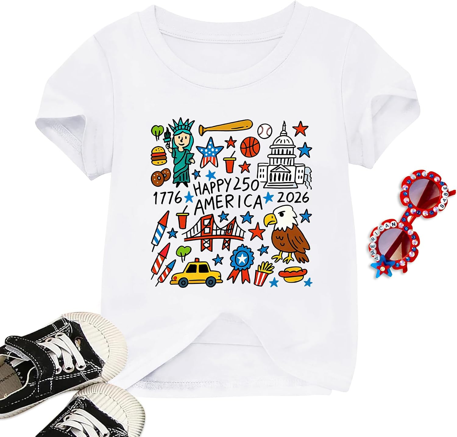 Kids 4th of July Shirt American Flag USA T Shirt Boys Girls Patriotic Tee Tops Anniversary 250th Outfits