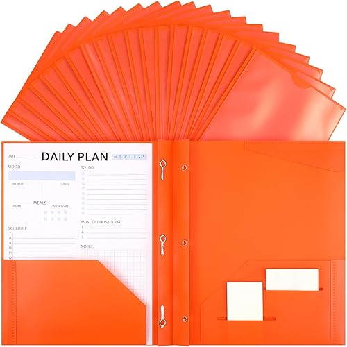 Paquete de 48 carpetas de plástico con 3 puntas, carpetas resistentes a granel con bolsillos frontales transparentes y ranuras para tarjetas con