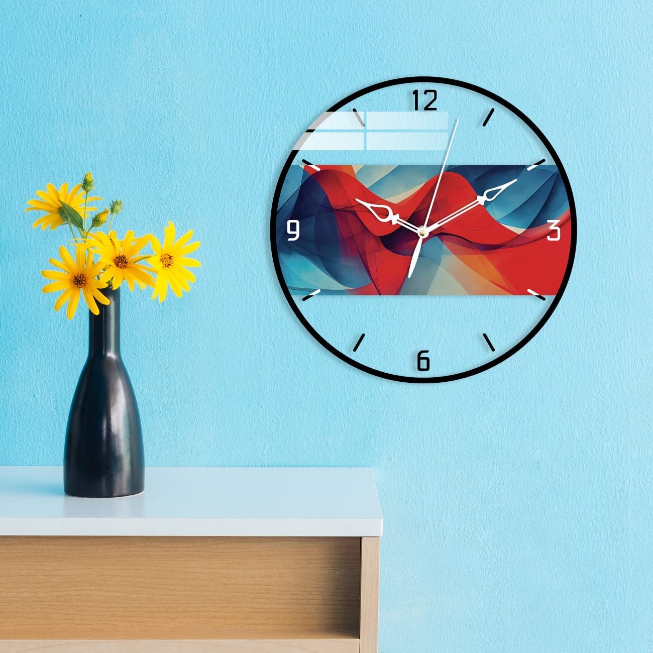 NexHome Multicolor Fire & Ice Printed Acrylic Wall Clock for Home & Office Decorative Big Size Clock - 18 INCH