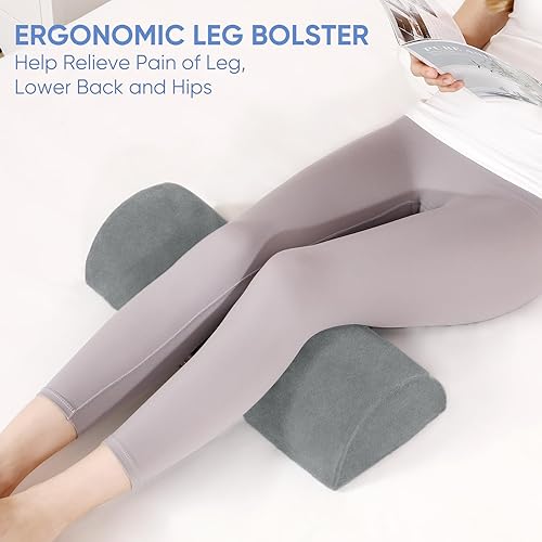 Miniatura 2 de Forias Almohada de media luna para piernas, rodillas, alivio del dolor de espalda baja, cuello, almohada de espuma viscoelástica pura elevación para