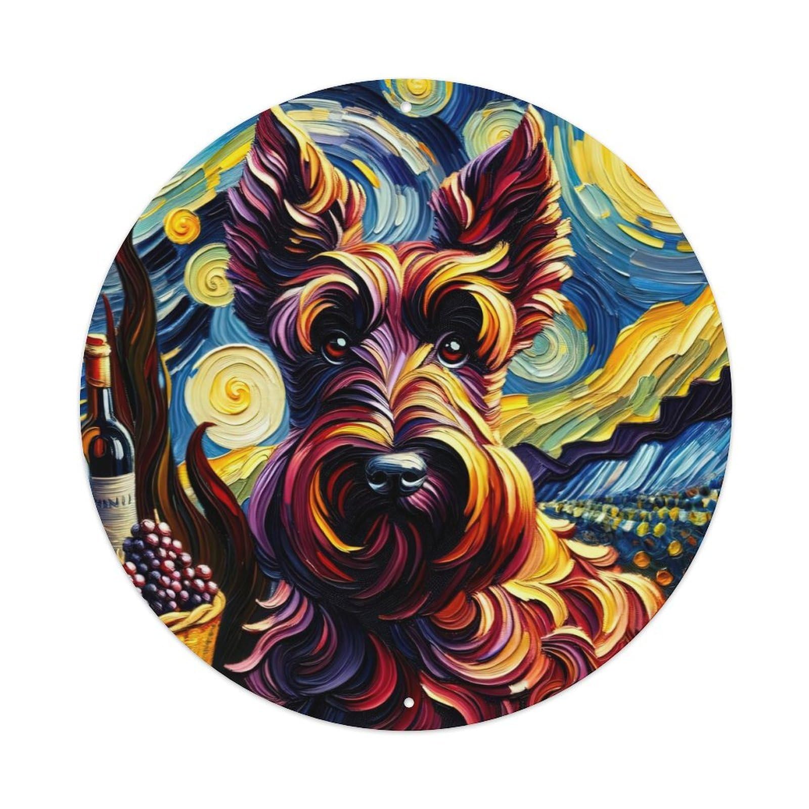 Animal Oil Painting Style Schnauzer Metal Tin Sign