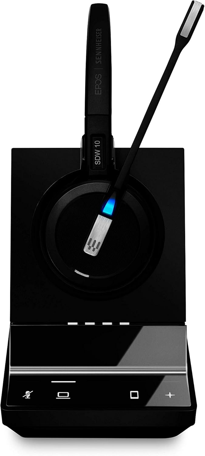 Sennheiser SDW 5013 (506580) - Wireless DECT Headset for PC/Softphone Connection Dual Microphone Ultra Noise Cancelling, Black