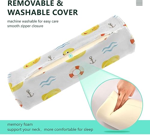Miniatura 3 de Almohada de goma con patos amarillos Lifebuoy para piernas, cuello, rodillo, fundas de almohada redondas decorativas para fundas de almohada