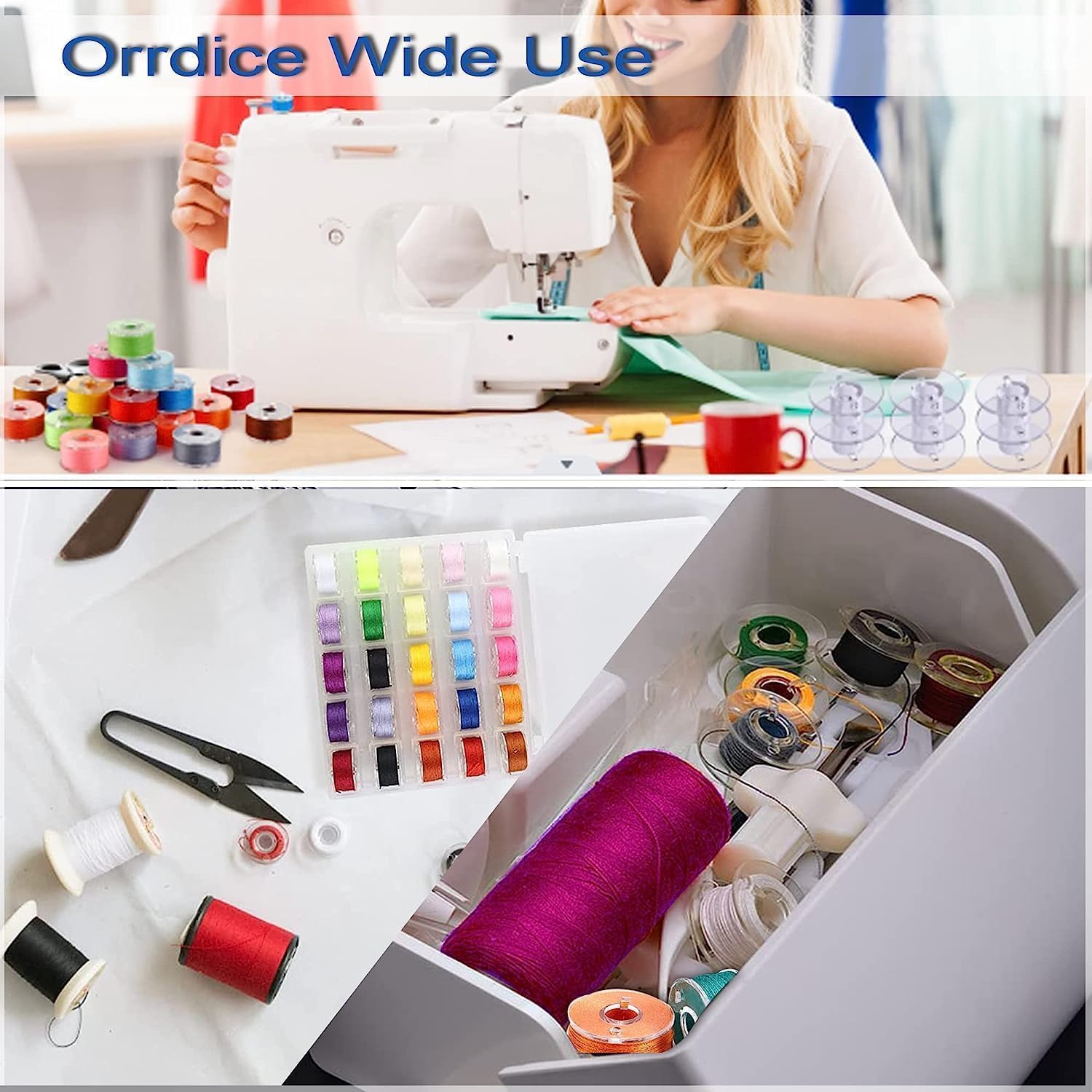 KAYORA Usha Janome Sewing Machine Bobbin Set – 25 Transparent Plastic Bobbins with Storage Case, White 4