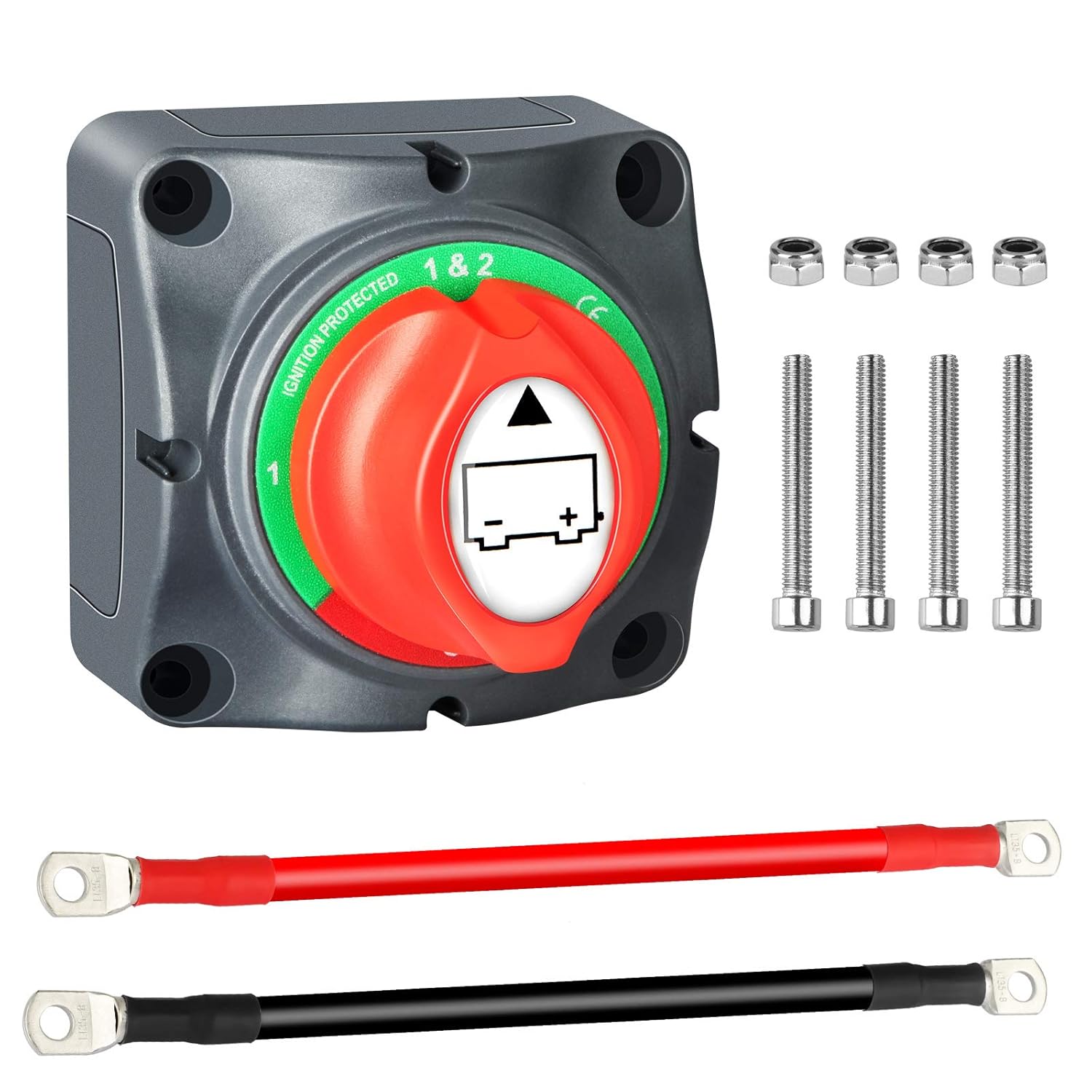 Amazon.co.jp 1248V バッテリースイッチ 2AWGゲージケーブル付き 4ポジション 高耐久 バッテリーアイソレーター 切断