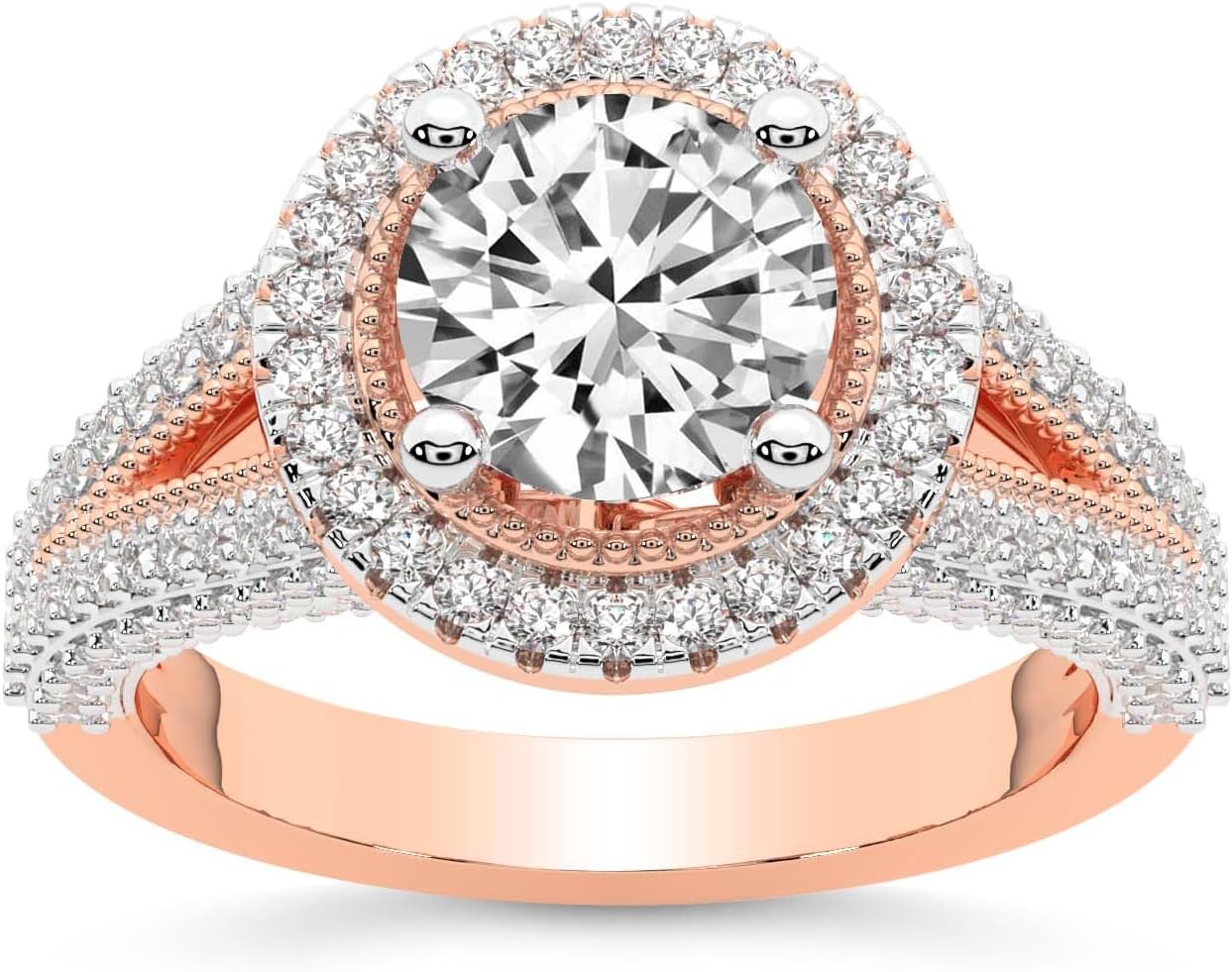 FRIENDLY DIAMONDS Lab Grown Diamond Engagement Ring For Women 0.50 Carat - 6 Carat IGI Certified | In 14K Or 18K in White, Yellow Or Rose Gold |Opulenté Antique Halo Diamond Ring | FG-VS1-VS2 Quality