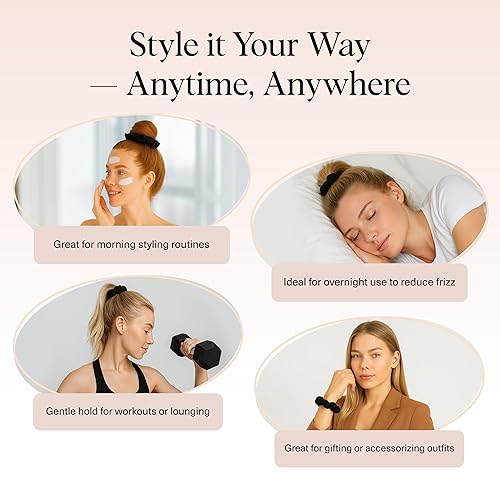 Miniatura 131 de Kitsch Coleteros de satén para mujer, ligas para el cabello sin arrugas para niñas, coleteros para todo tipo de cabello y texturas, perfectos