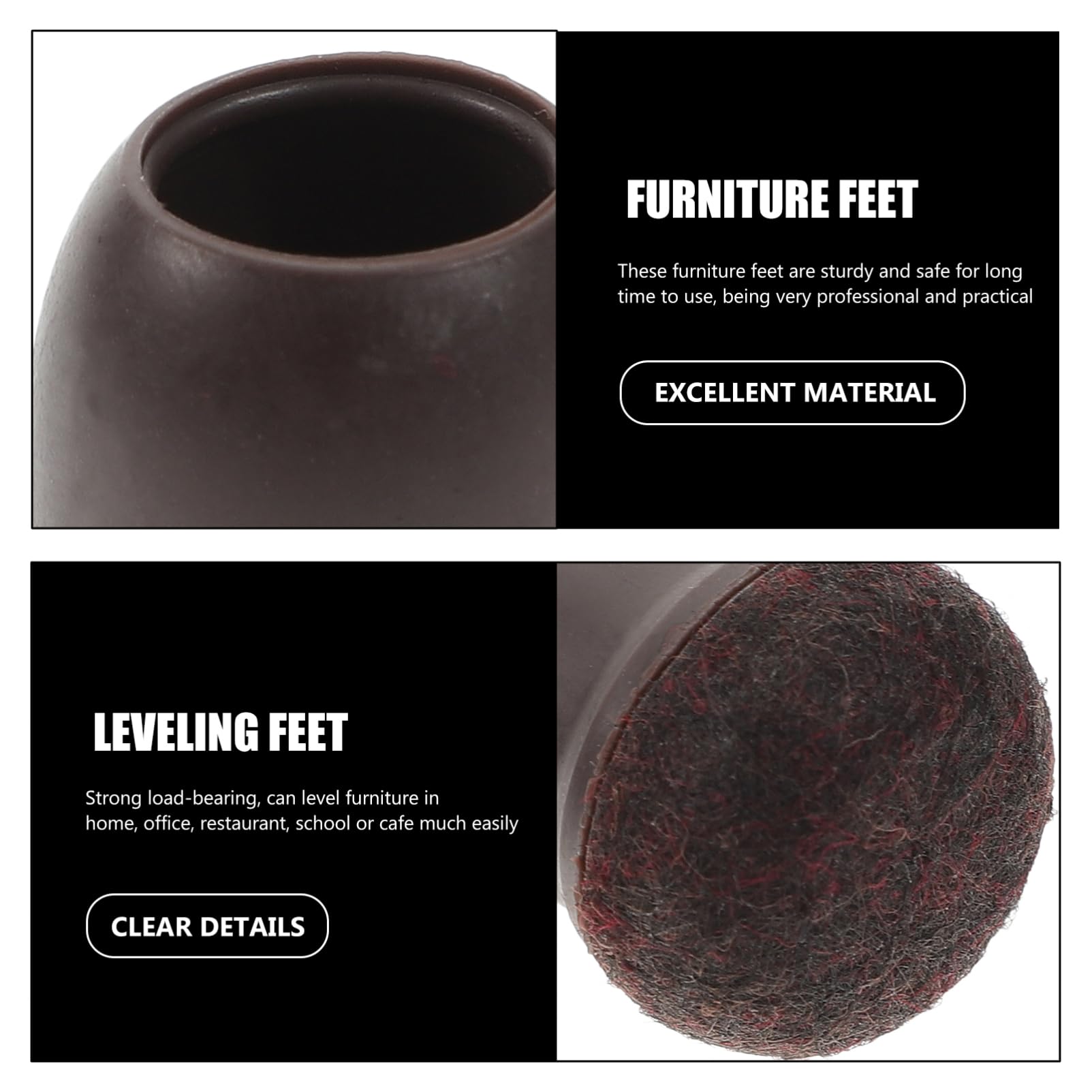 Fundas Protectoras para Patas de Mesa y Silla de 24 Piezas en Color Café, Material TPE y Fieltro, Fáciles de Poner y Antideslizantes para Sala y Dormitorio