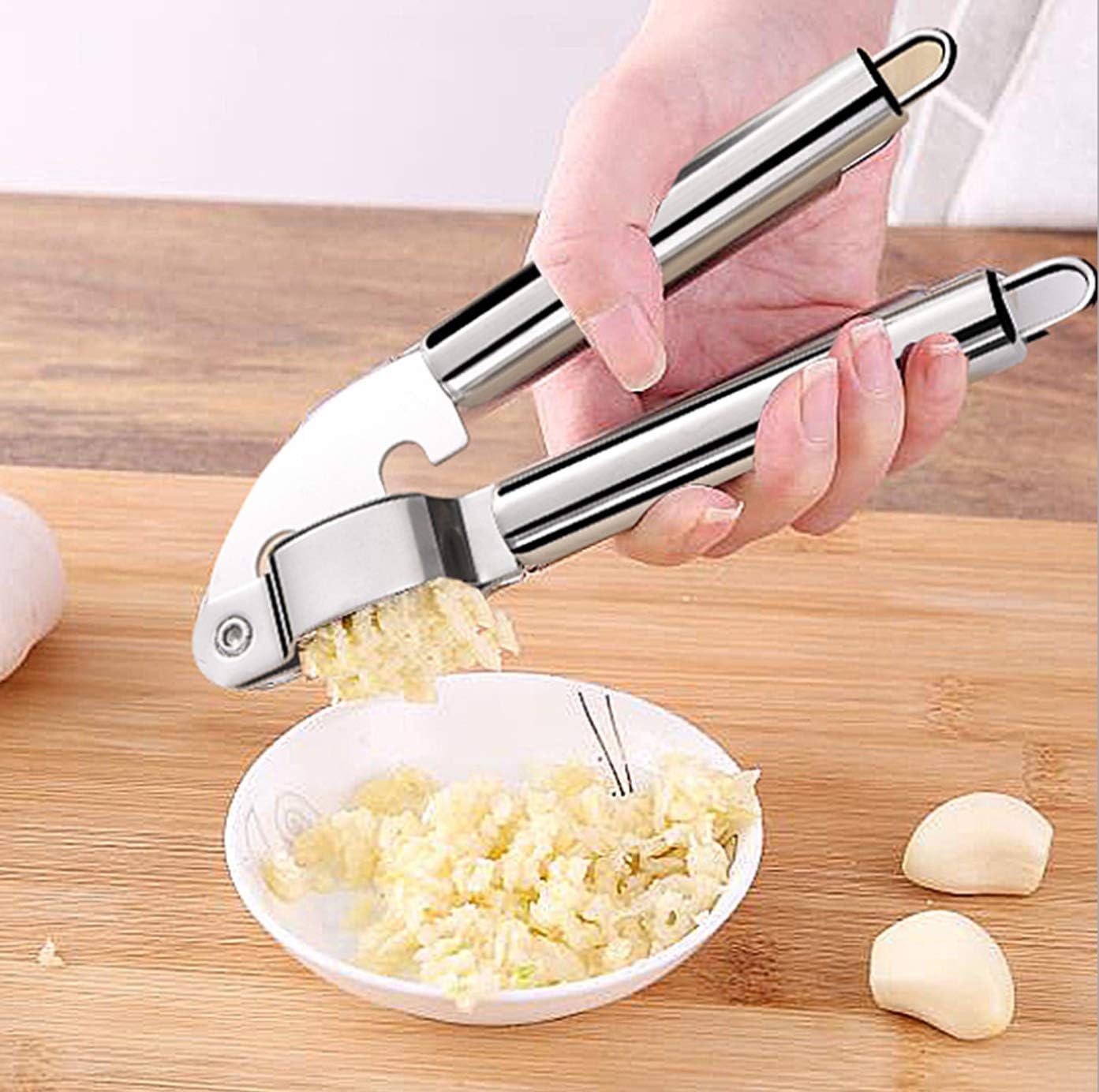Amicc Cook Helper 304 Stainless Steel Garlic Press Kitchen High Duty Garlic Crusher
