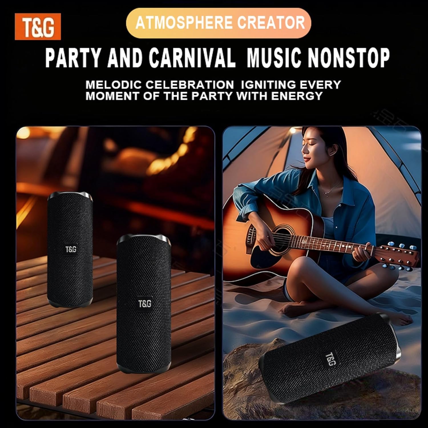 Two T&G TG468 speakers paired together for TWS stereo sound