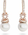 Swarovski Originally Pearl Drop Earrings, Clear Stones in a Rose Gold-Tone Finished Setting, Part of the Swarovski Originally Collection