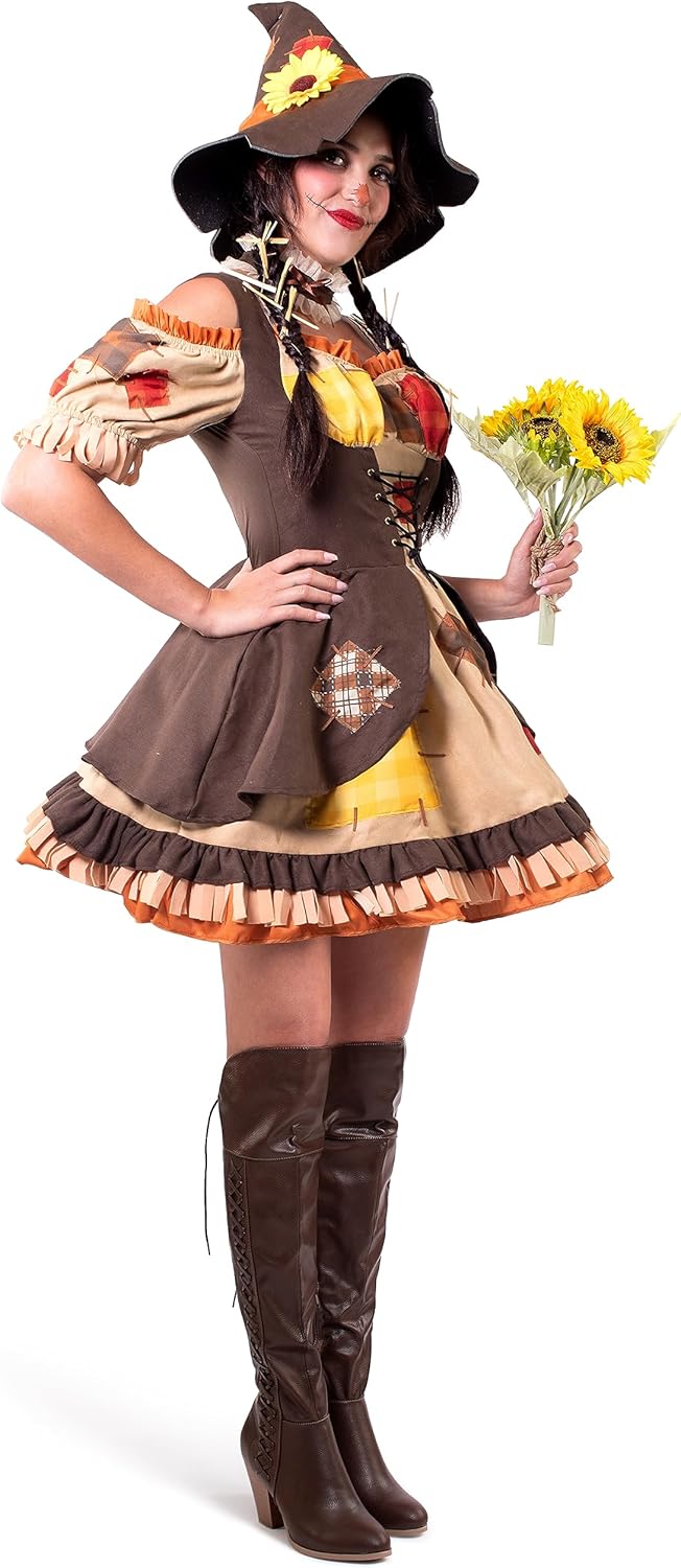 Spooktacular Creations Halloween Scarecrow Costume Women, Sassy Scarecrow Dress, Halloween Costumes for Women Adult 2025 - Image 3