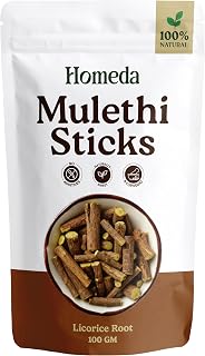 Homeda Mulethi Stick Organic (100 g) | Licorice Root Tea | Yashtimadhu Sticks Whole for Face Pigmentation | Athimathuram P... Price In India
