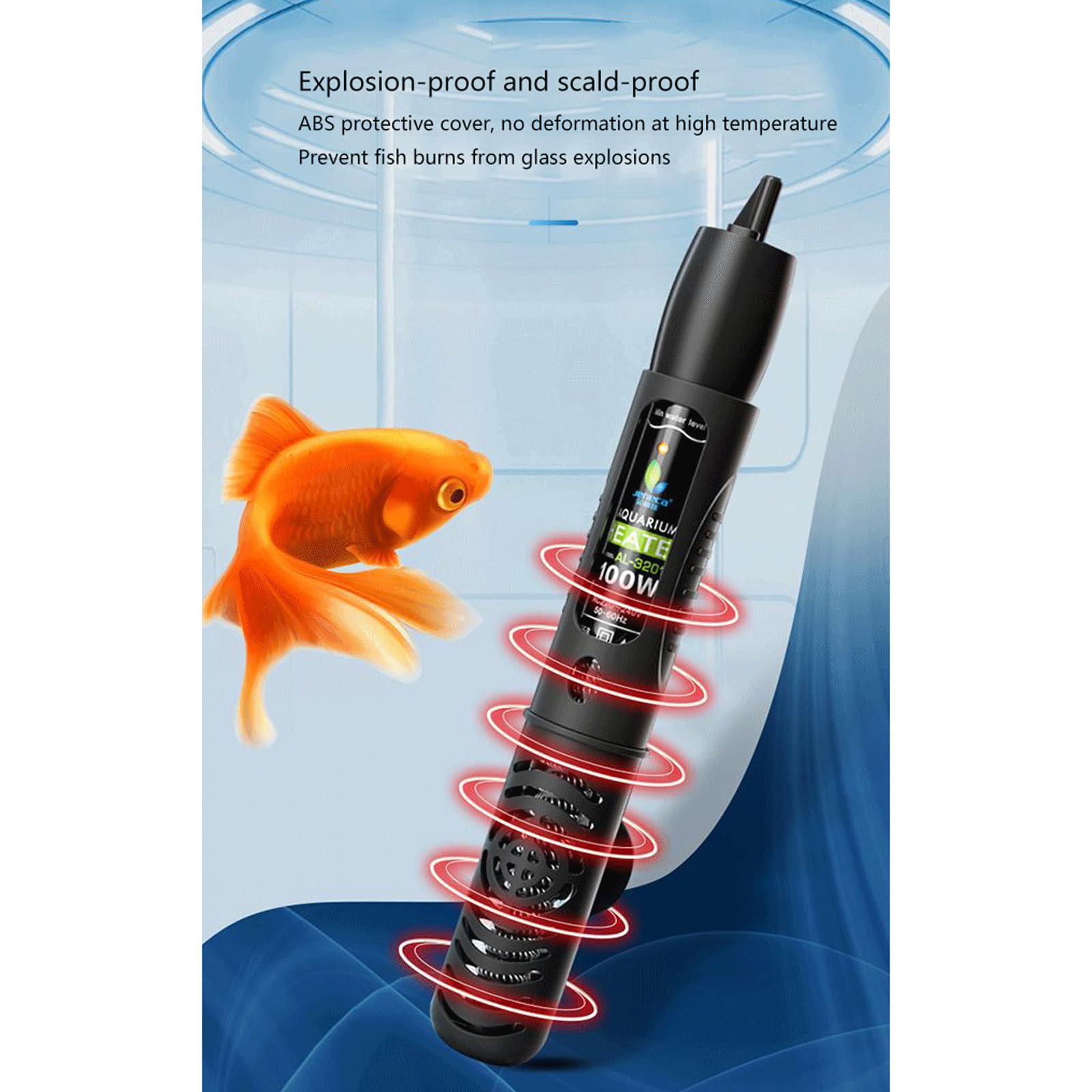 Aquarium-Heizstab, Schildkröte, warm, explosionsgeschützt, mit Antikollisions-Schutzabdeckung, 100 W (100 W)